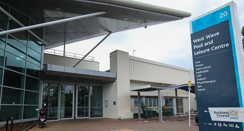 Building exterior and entrance of West Wave Pool and Leisure Centre