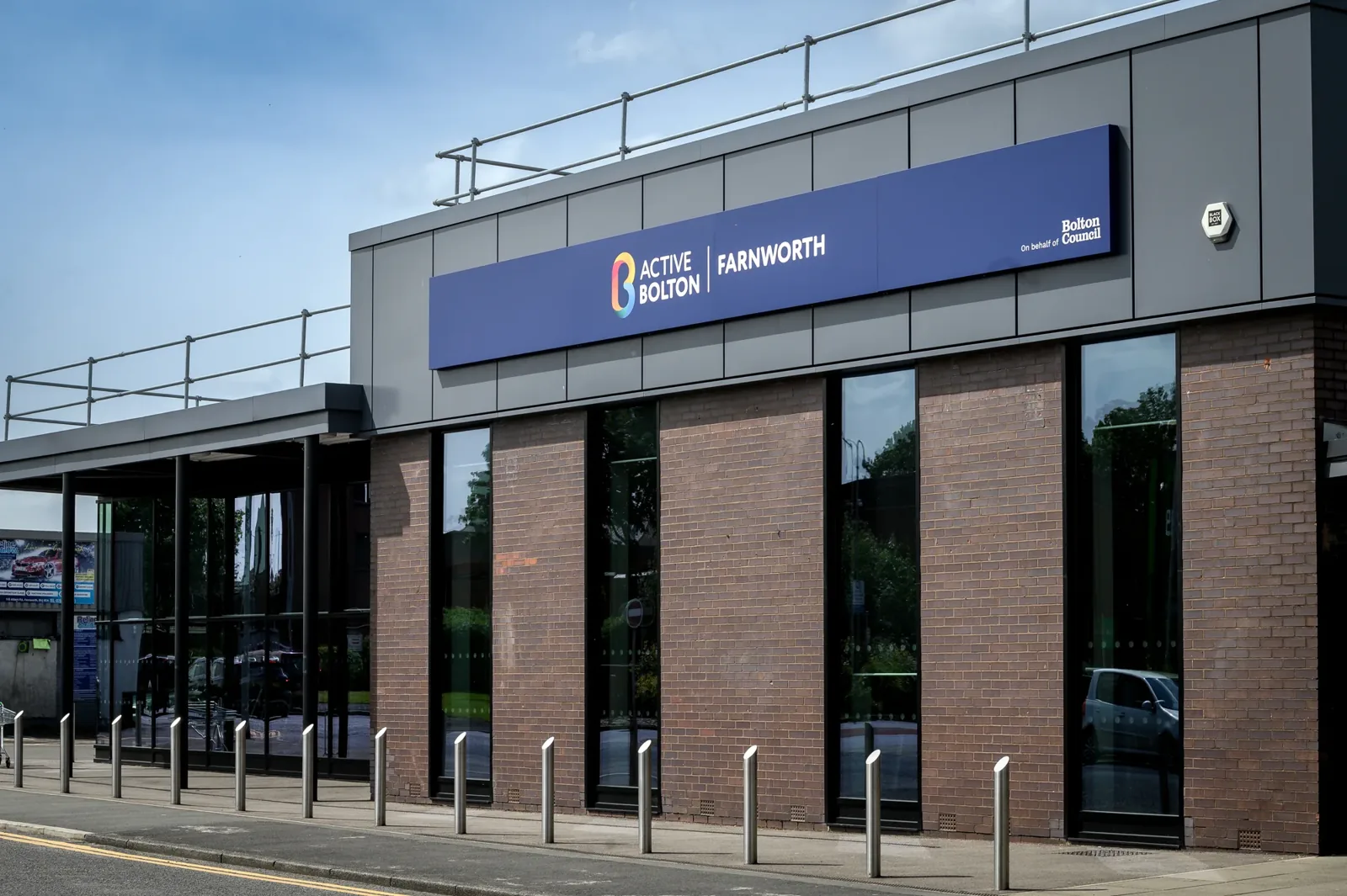 Building exterior of Farnworth Leisure Centre