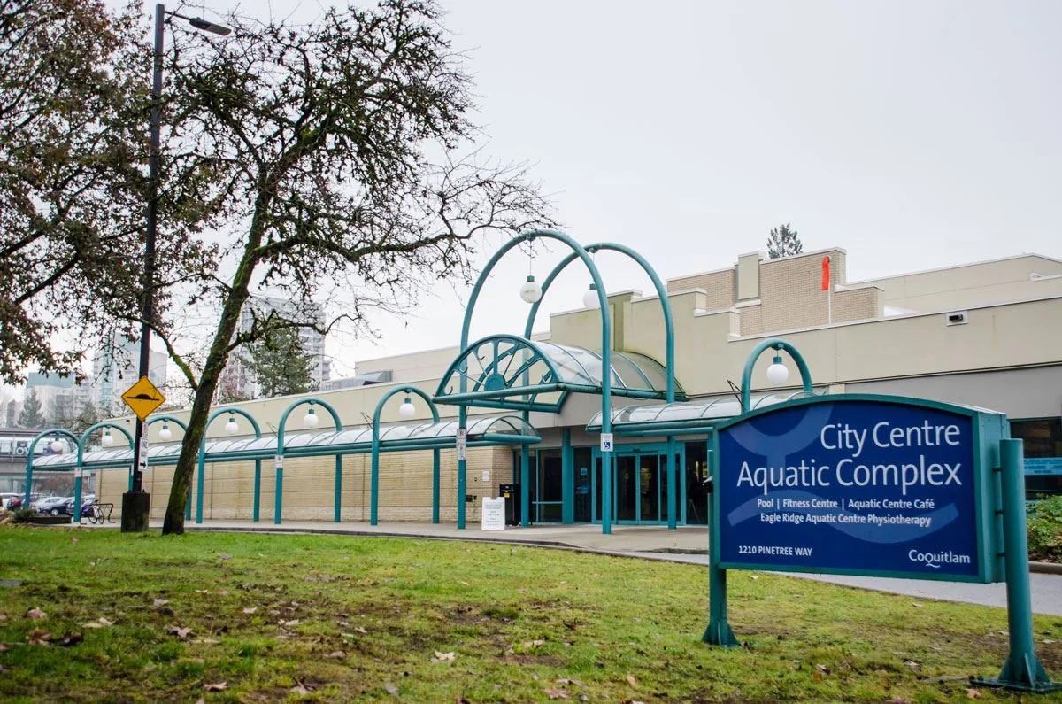 Building exterior of the City Centre Aquatic Complex on Pinetree Way