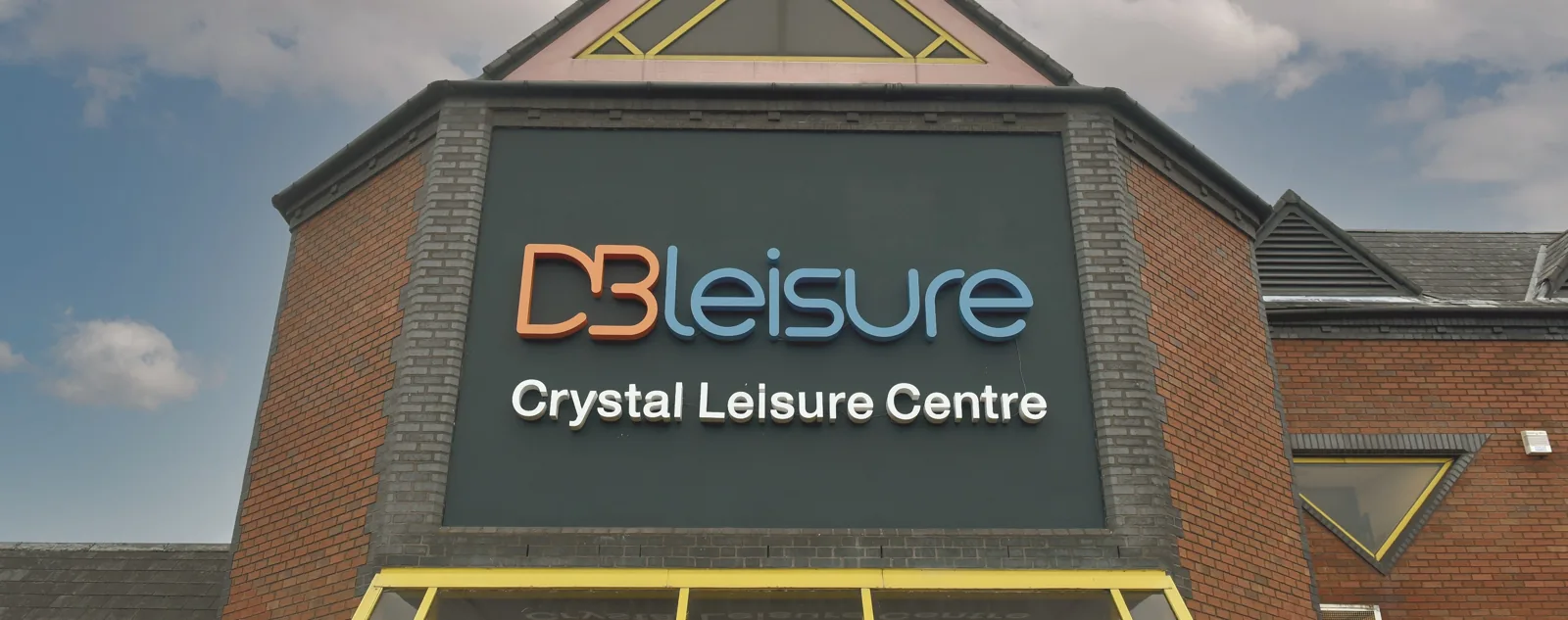 Building exterior and entrance sign of Crystal Leisure Centre