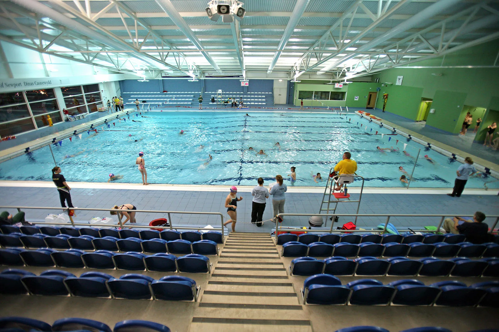 Main pool and spectator seating at the Regional Pool and Tennis Centre