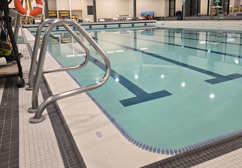 Pool and retiled deck at Iroquois Ridge Community Centre