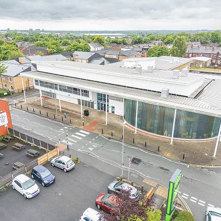 Aerial view of the building exterior of Chadderton Wellbeing Centre
