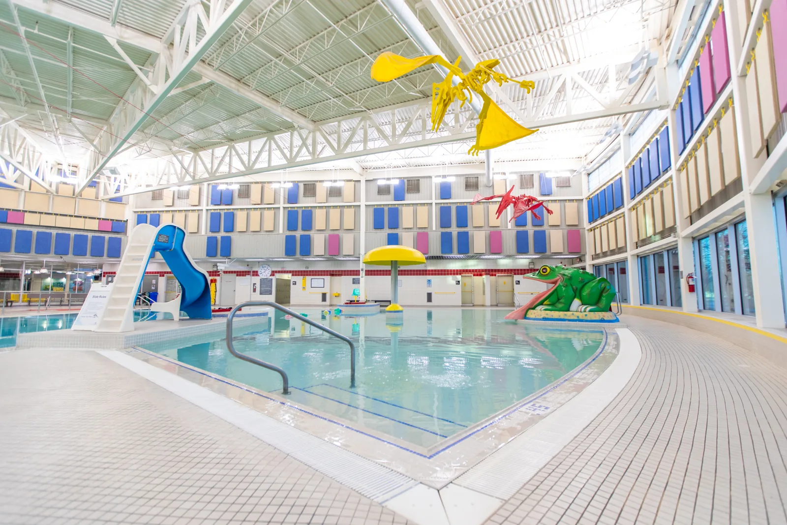 Main pool and slides at Sandra Schmirler Leisure Centre