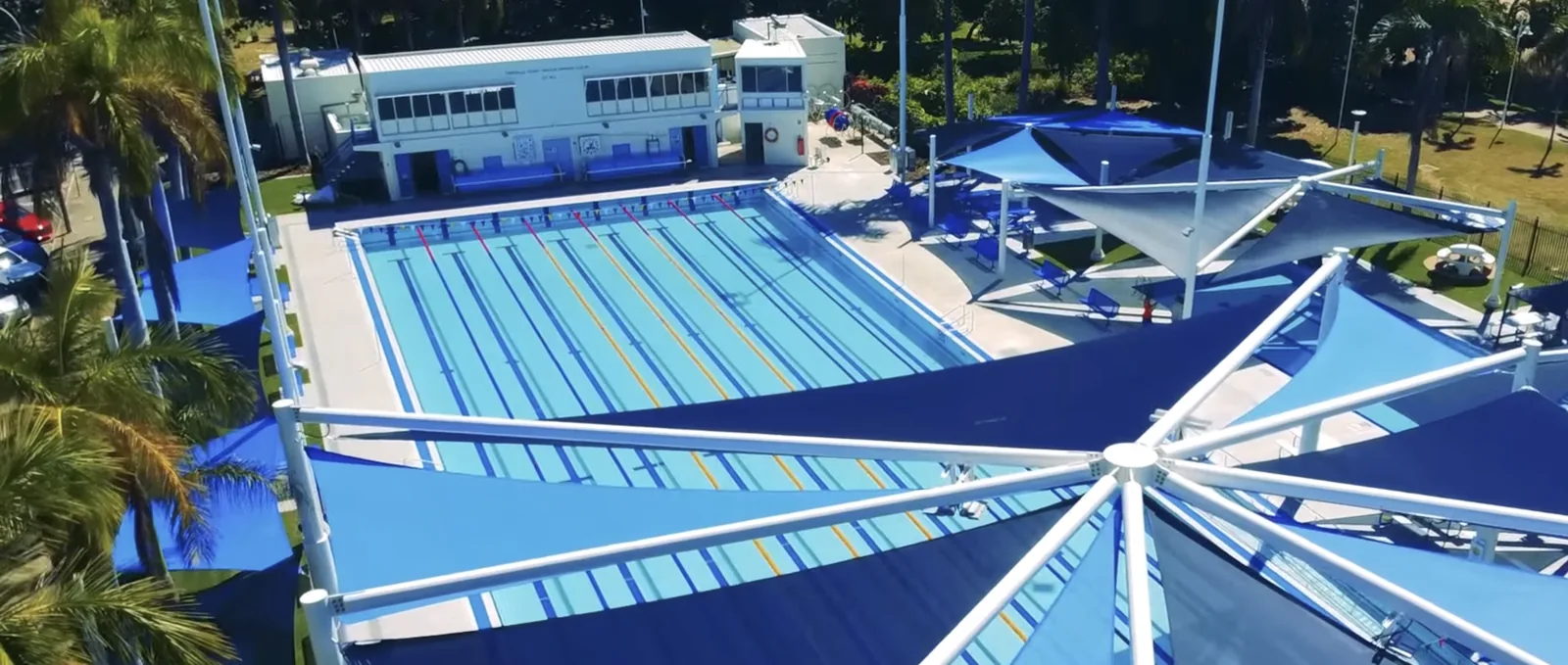 50-metre pool and shade sails at Tobruk Memorial Baths
