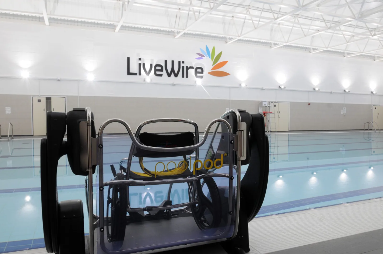 Main pool and pool pod hoist at Great Sankey Neighbourhood Hub
