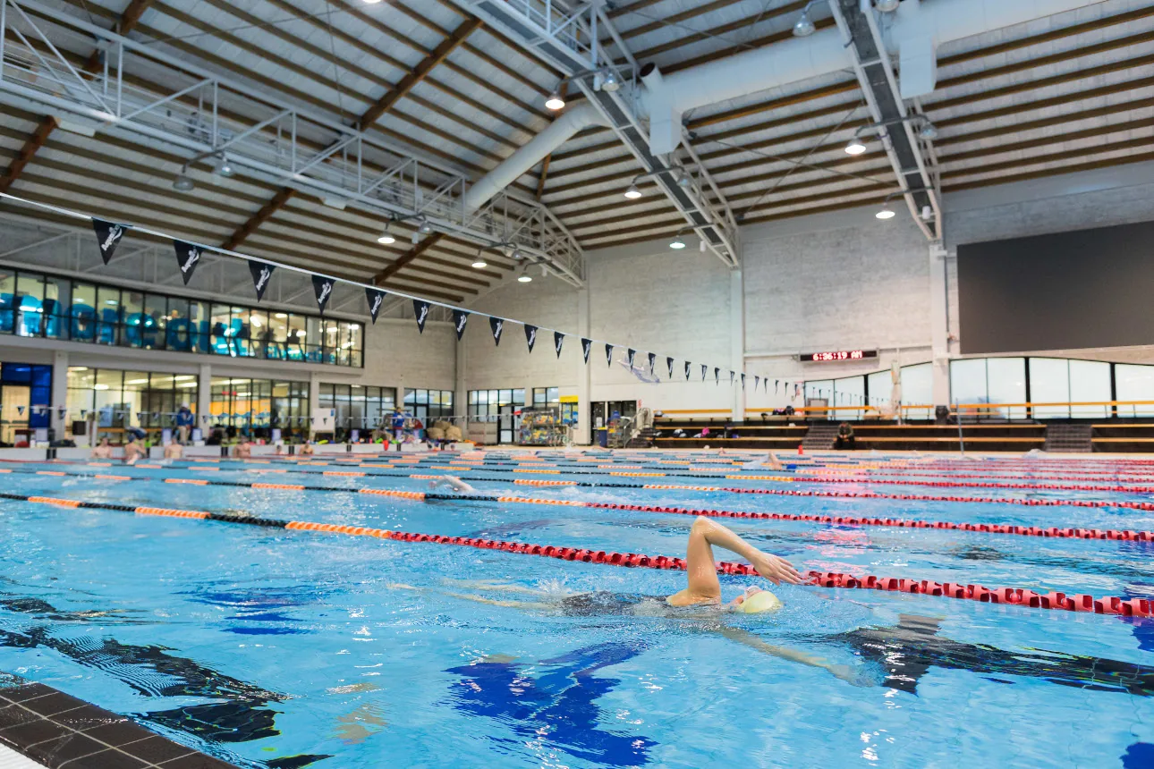 Swim lanes in the 50m pool at Wellington Regional Aquatic Centre